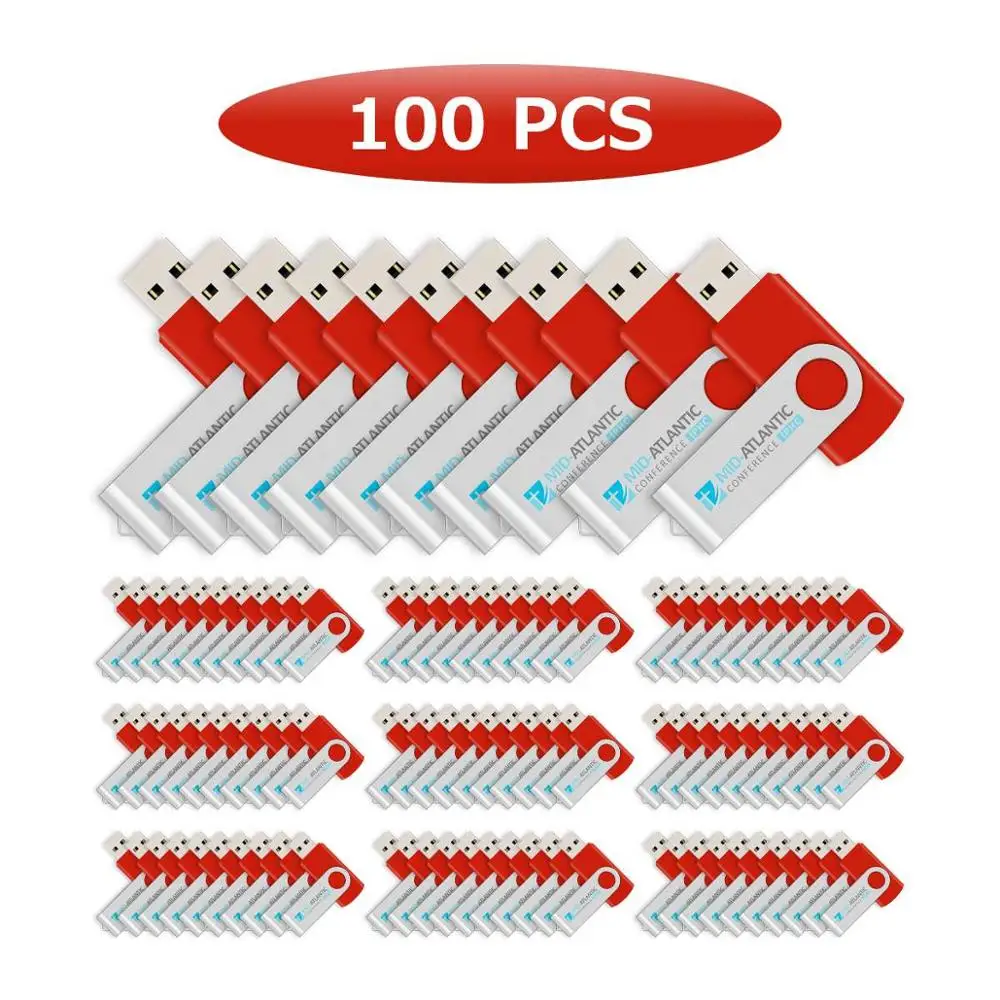 J-boxing Wholesale 100PCS Printed Custom Logo 128MB USB Flash Drive Metal Swivel Engraved Personalize Pendrives Thumb Drive