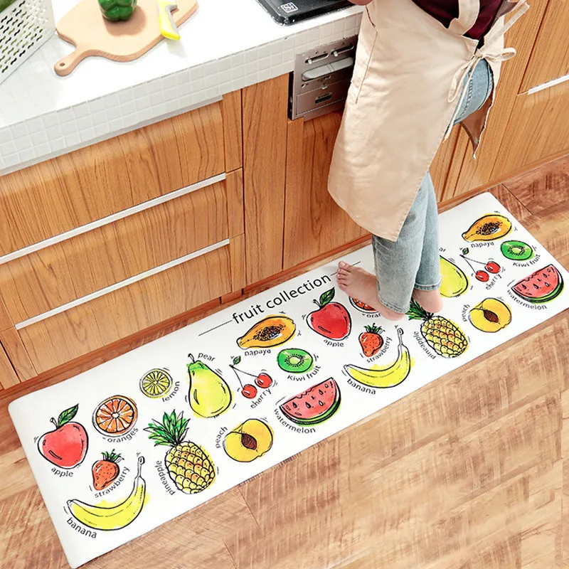 RFWCAK Kitchen Carpets PVC Leather Floor Mats Floor Carpets Doormats Waterproof Oilproof Tapete Kitchen Rugs Door Mat Home Decor