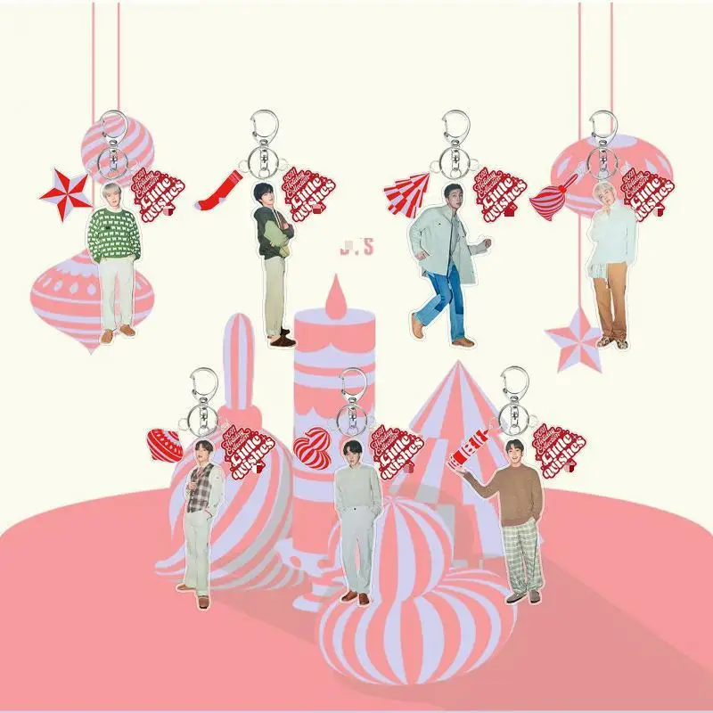 

KPOP Bangtan Boys 2021 Рождественский акриловый мультяшный брелок Подвеска, украшение для рюкзака, косплей подарок коллекция JIMIN SUGA V JIN