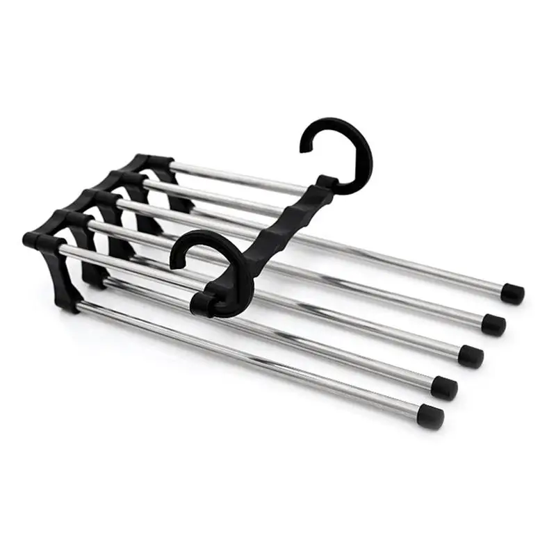 1 Set Of Clothes Hanger Stainless Steel Multifunction Five In One Pants Hanger Coat Hanger Clothes Rack For Indoor Home Travel