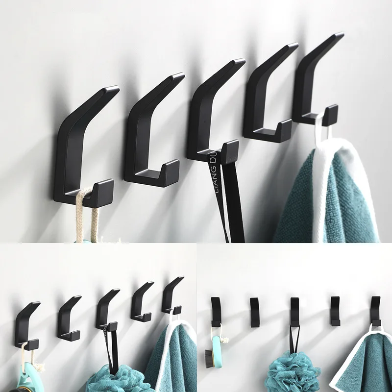 

SAVTON Coat Hook 5PCS Double Hook Black White Towel Hook Bathroom Clothes Hook Bedroom Robe Hook For Parlor Kitchen Accessories