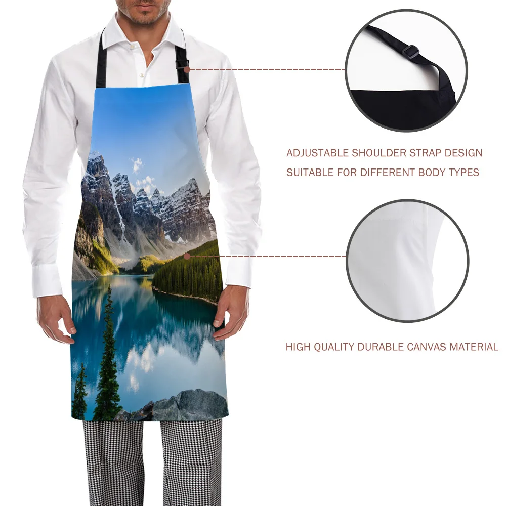 Красивый природный пейзаж горное озеро фартуки Регулируемый Холст Женский