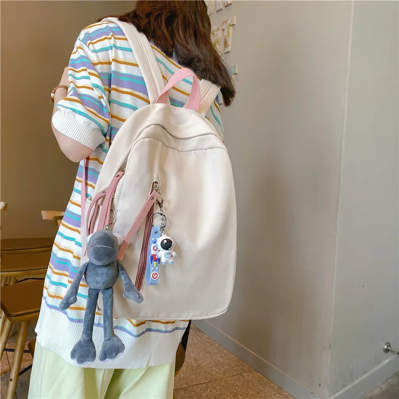 

Women Backpack Kawaii Japanese Casual Badge Cartoons Cute School Bag Candy Color Fashion Shoulder Student Teenage Girls College