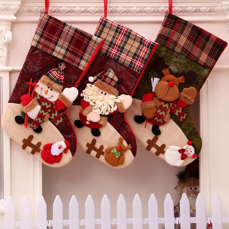 

New Year 2022 Gifts 1pc Christmas Stocking Xmas DIY Noel Natal Christmas Decorations for Home Ornaments Navidad Decor Garland
