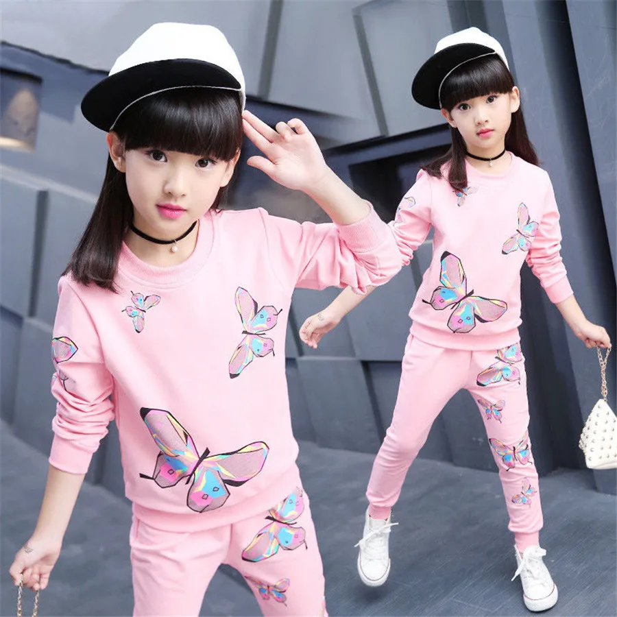 Girls Clothing Sets Autumn Winter Kids Long Sleeve Sweatshirts+Pants Suit Girl Outewear Children Clothes Set 5 7 8 9 10 12 Years | Мать и