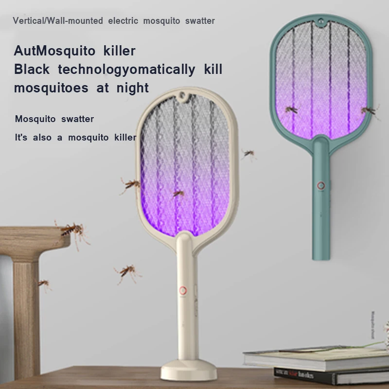 

Electric Flies Swatter Killer Summer Mosquito Racket Trap with UV Light USB Rechargeable LED Lamp Anti Insect Bug Zapper