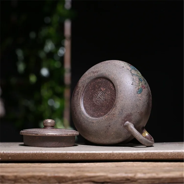 

Dark-red Enameled Pottery Teapot Famous Pure Manual Line Rhyme Enamel Colourful Pot Factory Direct A Piece Of Generation Hair