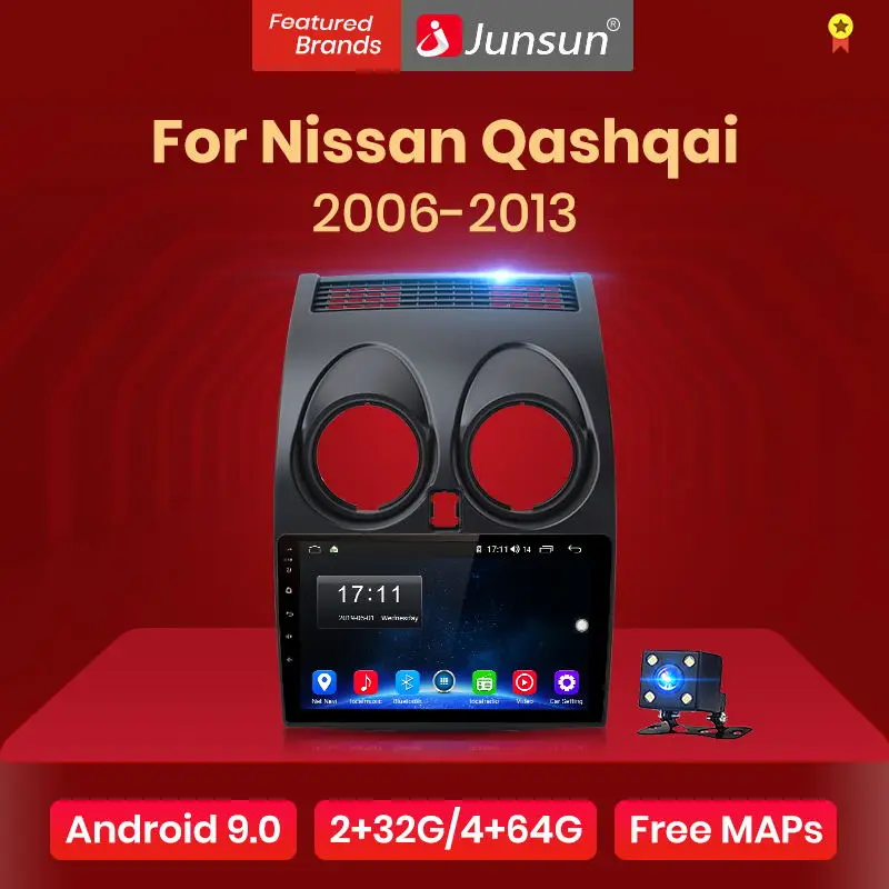 Junsun 2G+ 32G Android 9,0 для Nissan Qashqai J10 2006-2009 2011-2013 авто 2 din автомагнитола стерео плеер Bluetooth gps навигация