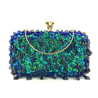 malachite green bead string handbags tassel beads clutch luxury women evening bags wedding party bride purses chain shoulder bag