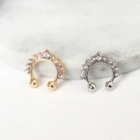 1 pc sell new fashion fashion crystal fake nose ring septum nose hoop ring body jewelry on piercing hanger clip on jewelry