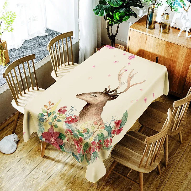 

PVC washable waterproof printed deer pattern household tablecloth