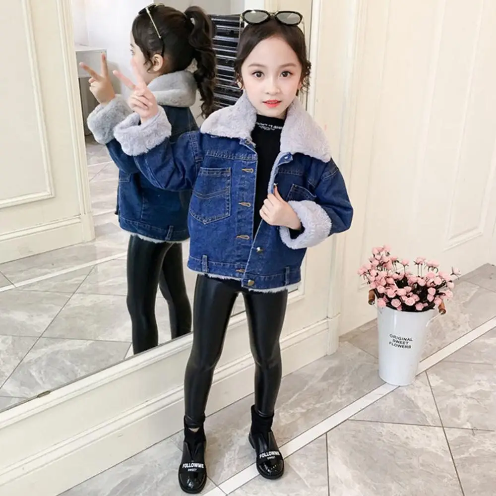 Winter jackets girls coats baby toddler girl thicken kids denim warm collar coat fashion children's clothing outerwear | Детская