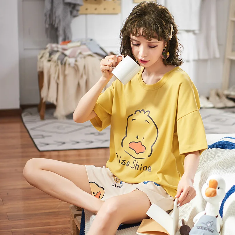 Женский летний Повседневный Спортивный костюм одежда для сна молодых девушек с