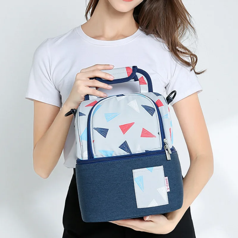 Baby Breast Milk Cooler Feeding Bottle Backpack Breast Pump Storage Double Layer Bag Outdoor Insulation Preservation Mummy Bag