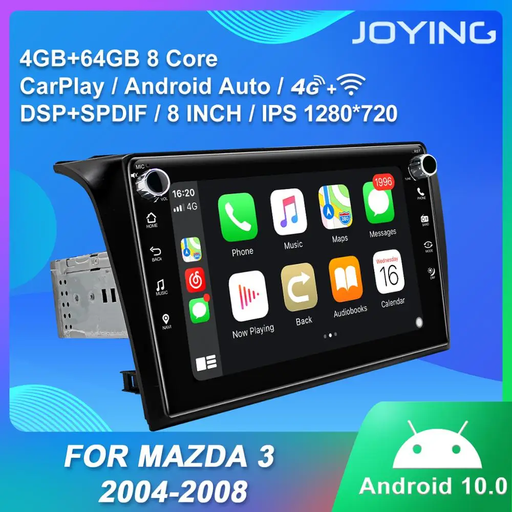 구매 안드로이드 10.0 자동차 라디오 플레이어 GPS 네비게이션 헤드 유닛 블루투스 RDS 와이파이 지원 Mazda3 2004-2008 Ips에 대한 4G/무선 Carplay