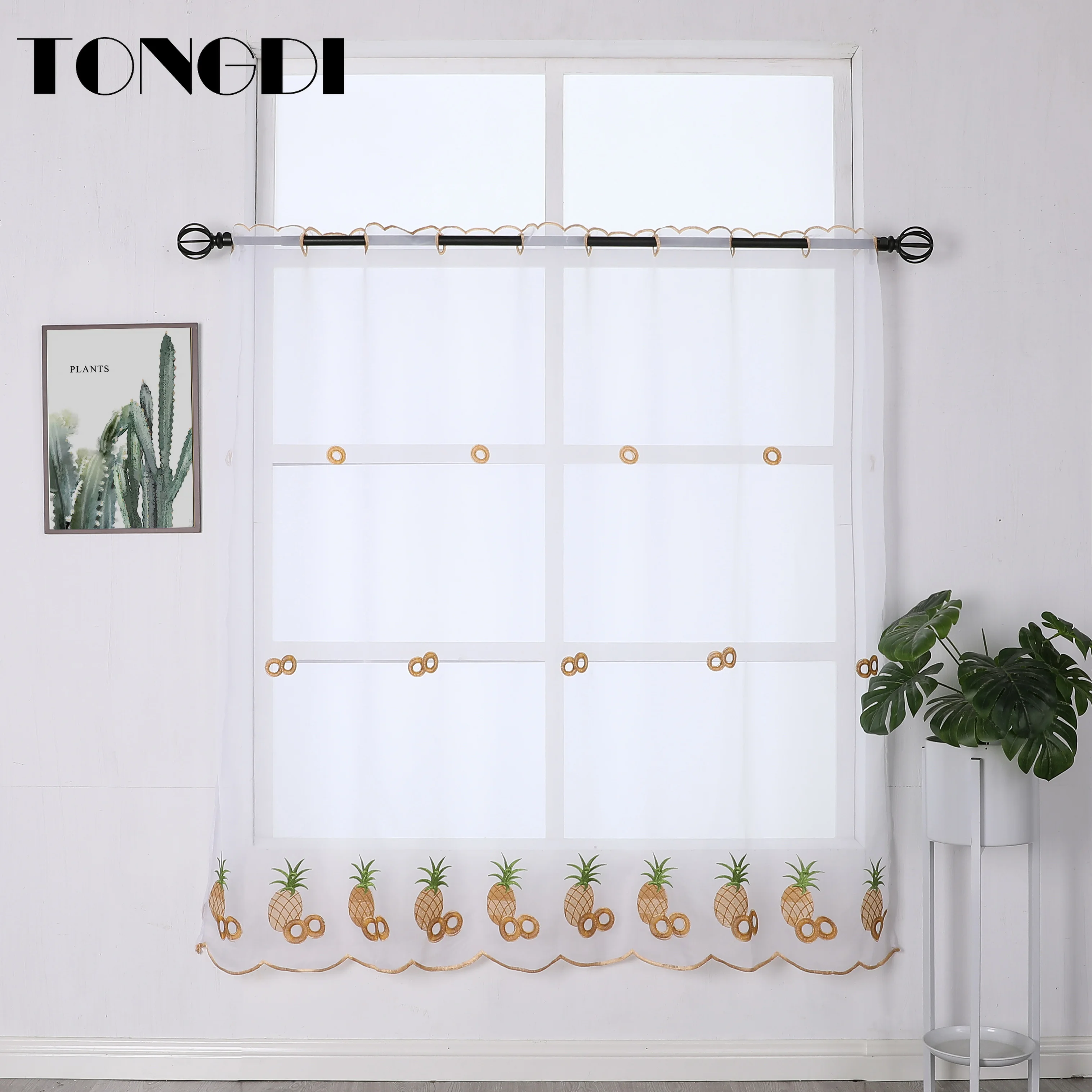 TONGDI кухонные занавески балдахин прозрачные ярусы пасторальные фрукты кафе Тюль