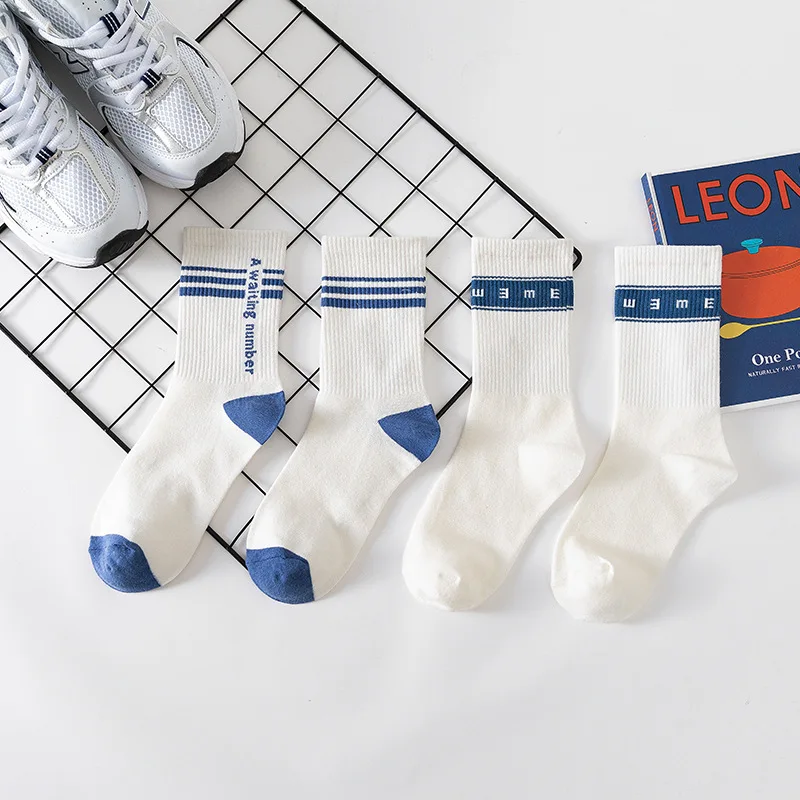 

Letter Socks Couple Spring Aautumn Harajuku Casual Tube Socks Wild White Cotton College Style Ins Trend Women's Socks