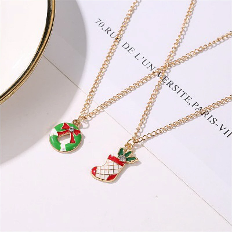 Один продажа колье в виде рождественских чулков Рождественская елка ожерелье из