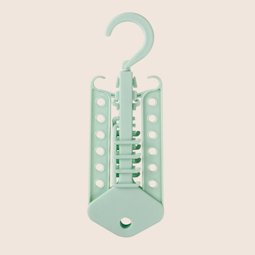 Advanced Design Save Space Hanger Cabinet Clothes Organizer Foldable Windproof Rotatable Household Hook Tie Storage Strong - Цвет: Green
