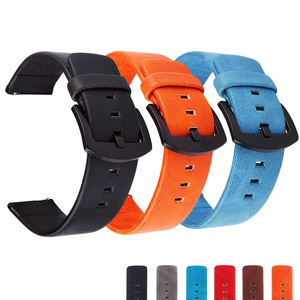 18 мм/20 мм/22 мм/24 мм кожаный ремешок для Samsung Galaxy Watch 3 41/45 42/46 активный 2 Huami Hauwei Quick Release