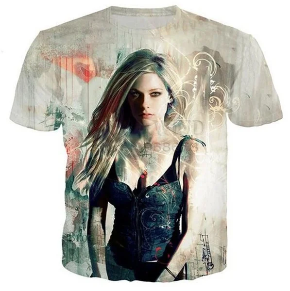 

New Fashion 3D Print Famous Singer Avril Lavigne T-shirts for Men/Women A08