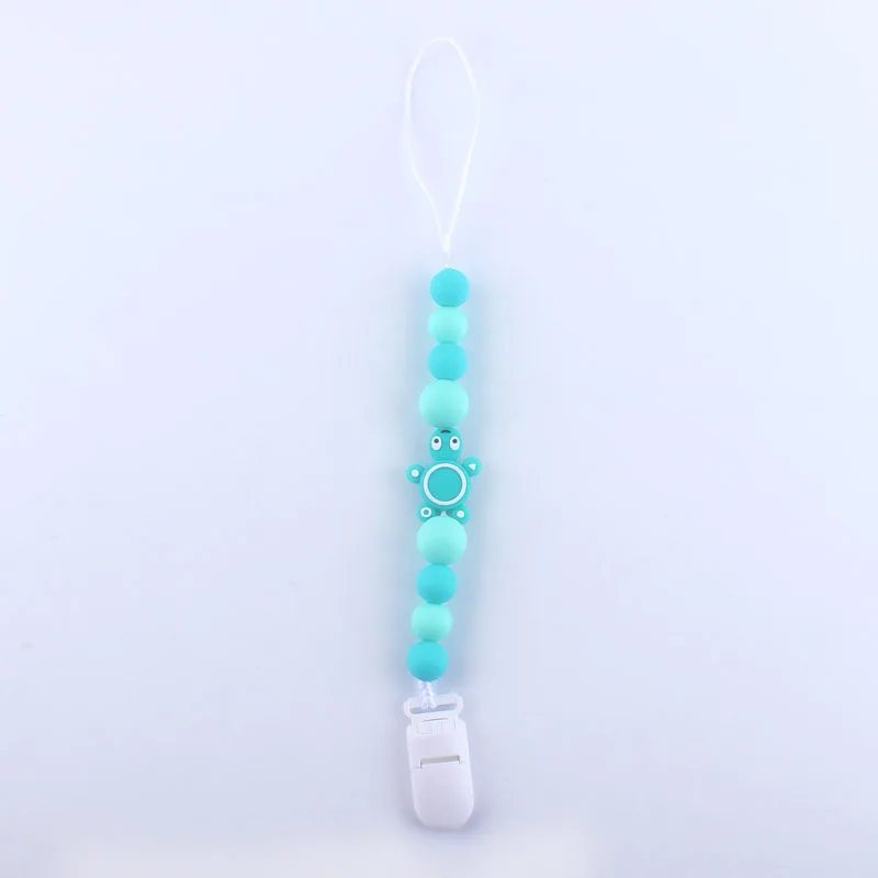 

Cute Tortoise Nipple Clip Multicolor Auxiliary Food Pacifier Chain Anti-lost Baby Teether Chain Soft Silicone Beads Holder Chain