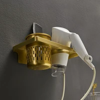 bathroom shelf aluminum hair dryer holder wall mount brushed gold hair dryer rack home shelf holder bath hardware free shipping