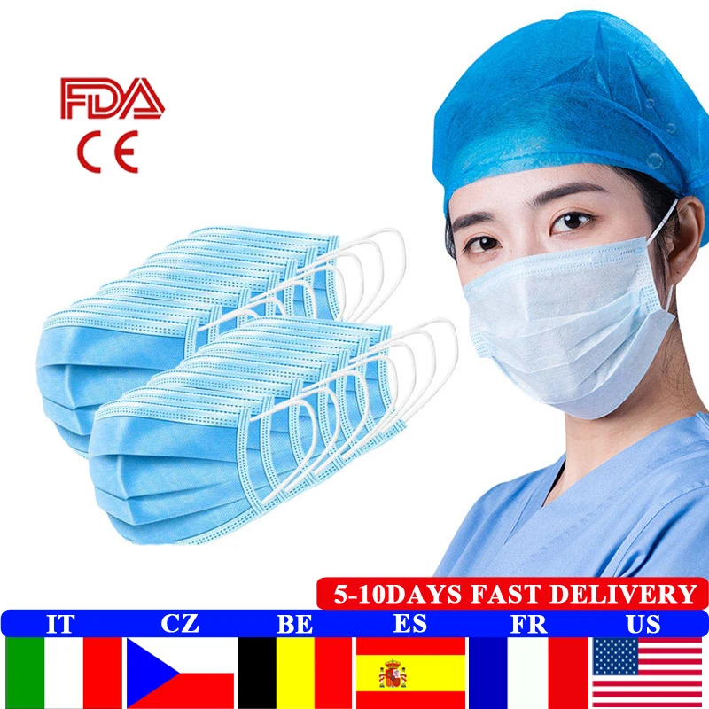 Быстрая доставка маска для рта одноразовая лица Защитная 3 слойная
