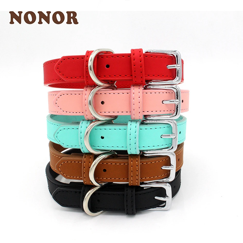 

NONOR Dog Collar 5 Color Small Adjustable Zinc Alloy Solid Color Puppy Collar Durable Pet Supplies Accessories ошейник для собак
