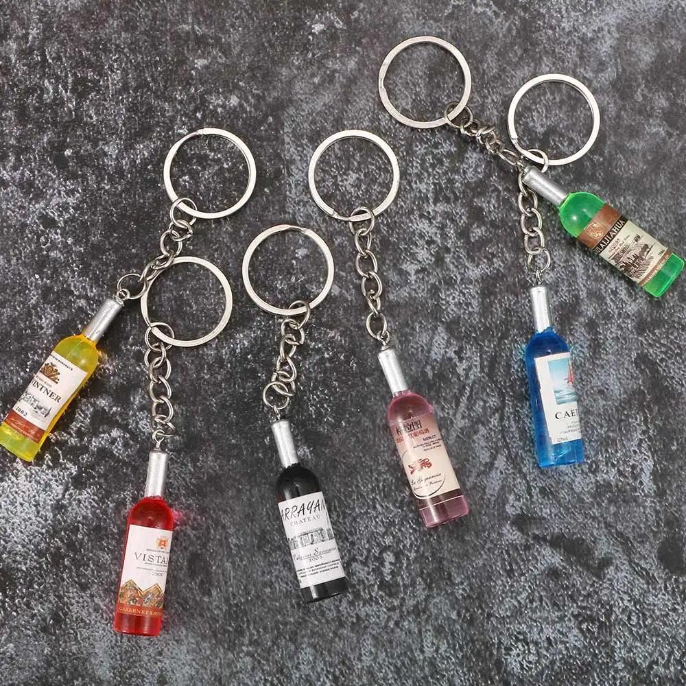 2020 New Creative Women/Men's Fashion Handmade Resin Wine Bottle Key Chains Rings Alloy Charms Gifts Random Color | Украшения и