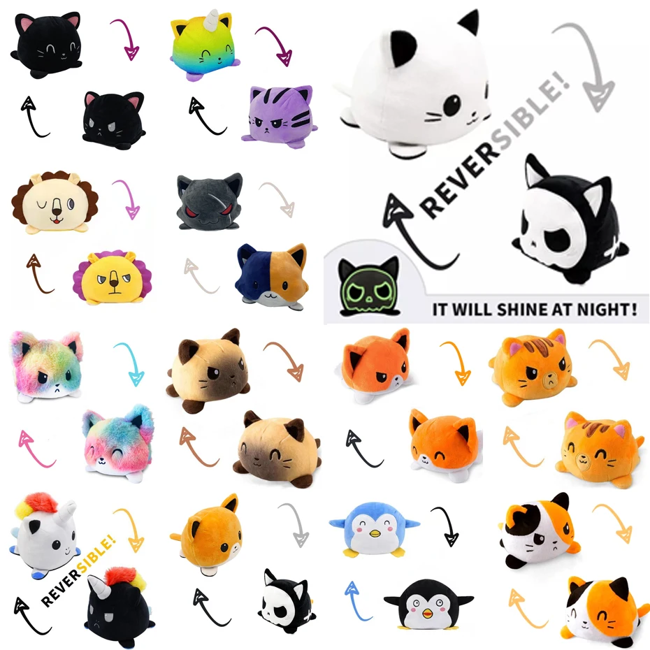 

Double sided Cat Gato Kids Plushie Animals Unicorn Double-Sided Flip Doll Cute Toys Peluches For Pulpos Plush Stuffed Doll Toy