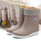 Женские резиновые сапоги, модная Нескользящая спортивная обувь на плоской подошве с круглым носком, водонепроницаемые галоши, женские зимние теплые сапоги #40