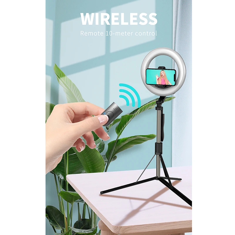 

Eshowee 4 In 1 Wireless Bluetooth Selfie Stick With 8 Inch Headlight For Live Broadcast Foldable Tripod Monopod For Android IOS