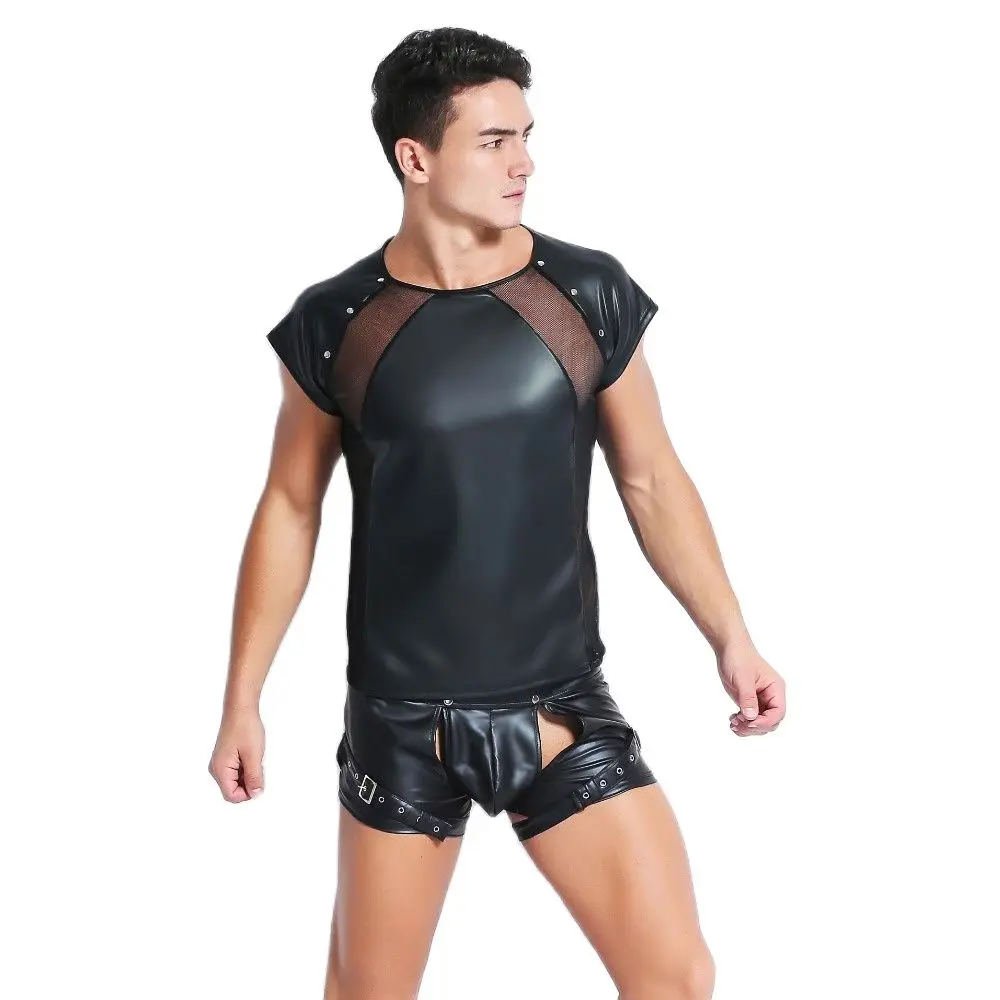 Мужская облегающая футболка с коротким рукавом сетчатые Топы в стиле пэчворк