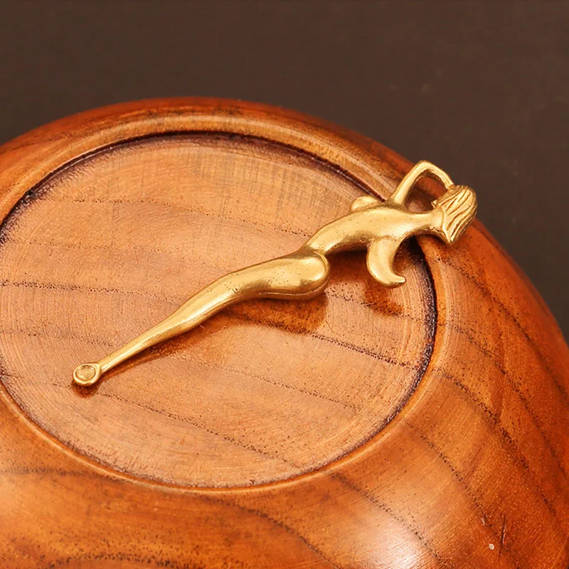 Латунная голая Красивая Женская Ушная ложка брелок кулон медная девочка в форме