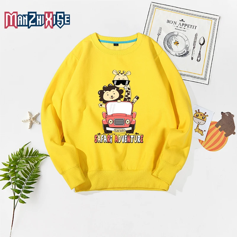 

New Arrival Cartoon Lion Giraffe Print Hoodies Clothes Kids Spring Long Sleeve Sweatshirts Boy Fashion Clothing Kids Costume
