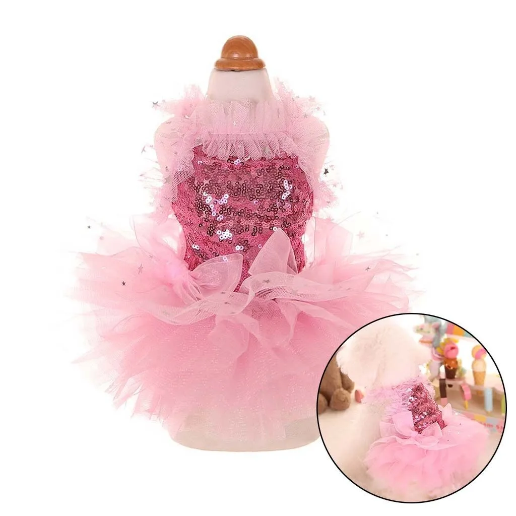 Clothes For Pets Princess skirt With Stuffed Puppy Print with Lace Small Dogs Winter Chihuahua Tshirt Vest |