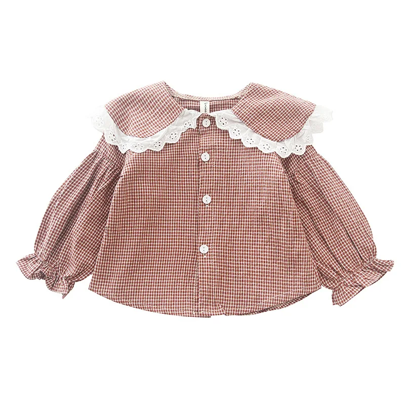 Блузка для девочек 2019 г. Осенний Детский кардиган клетчатые детские топы с