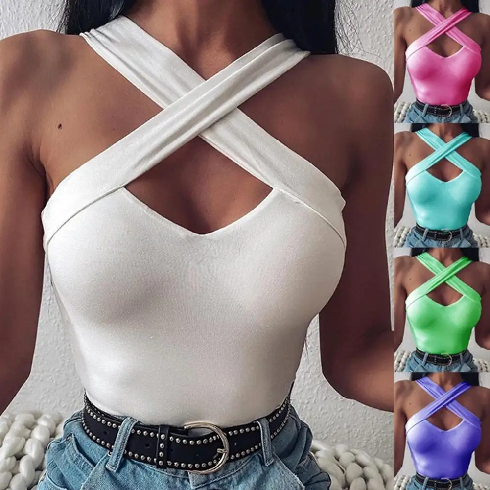 

Женский облегающий жилет, без рукавов, с перекрестными ремешками