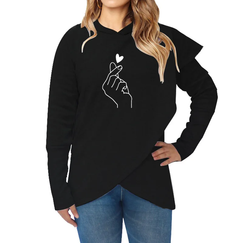 

Streetwear Irregular hem Print Oversized Hoodie Women 2020 Casual Loose Pullover Long Sweatshirt Pullover