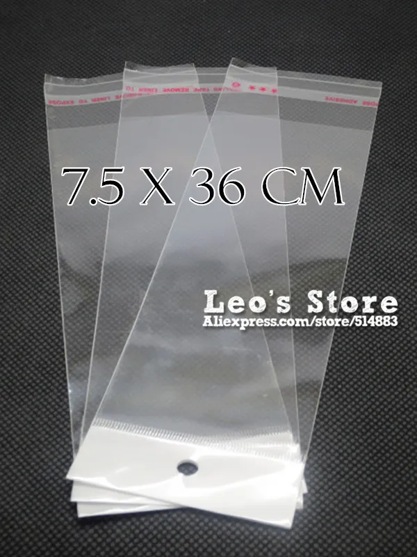 

7.5x36cm Self Adhesive OPP Bag With Hanging Hole, Clear Header Plastic Bag,Supermarket Bag,wholesale free shipping