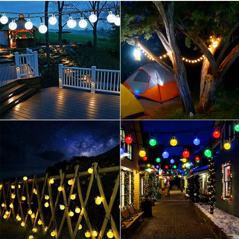 

10m/5m Waterproof Fairy Garland Solar Lamp Crystal Ball LED String Lights Flash for Outdoor Garden Christmas Wedding Decoration