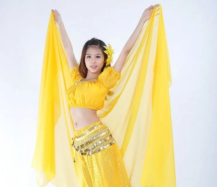 Индийский Оранжевый танец живота костюм современный Восточный BellyDancing пряжа шарф для женщин BellyDance костюм сценическое шоу шаль для танцев