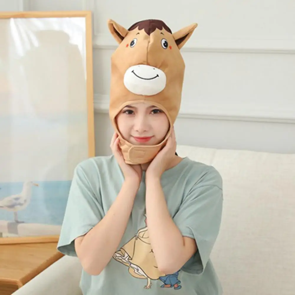 Cute Bee Sloth Parrot Cow Horse Head Soft Plush Doll Headgear Hat Sleeping Toy | Игрушки и хобби