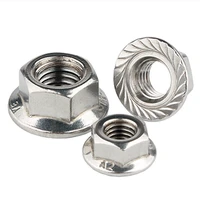 10 pcs 304 stainless steel hex flange nut non slip cushioned nut locking nut m5m6m8