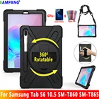 Чехол-накладка для Samsung Galaxy Tab S6 10,5, T860, T865, SM-T860, SM-T865, 360, вращающийся, противоударный, с ремешком на плечо