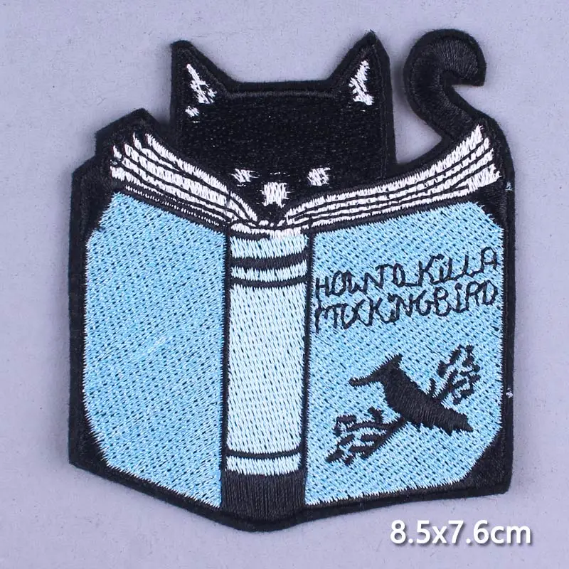 Забавная мультяшная нашивка нашивки с вышивкой Anmal для одежды в полоску котом