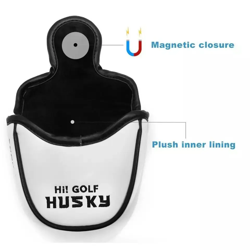 

Golf Putter Cover Golf Mallet Putter Headcovers Leather Magnetic High-Grade Embroidery Cute Dog Golf Club Head Covers