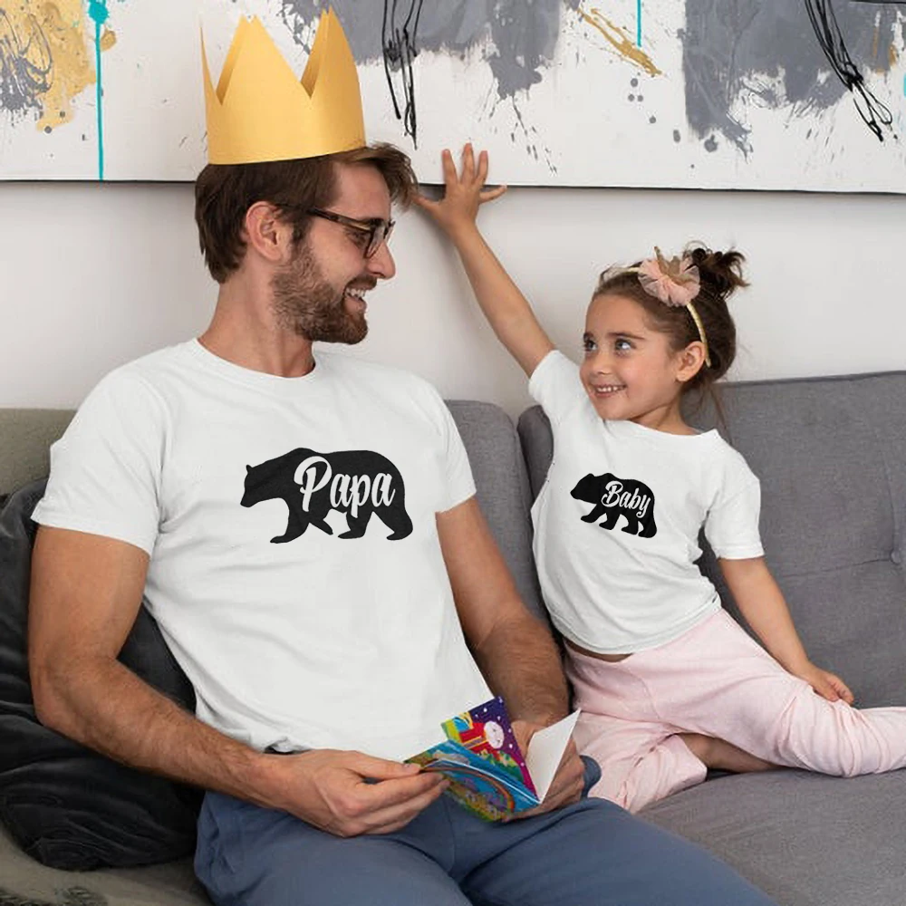 

Mens Papa Bear Funny Shirts Parent-child T-shirt for Dads Gift Idea Humor Novelty Tees Family T Shirt