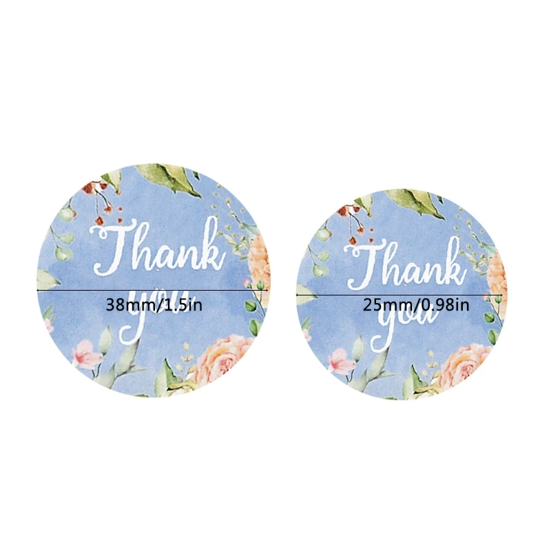 

1 Roll "Thank You" Letters Floral Print Label Stickers Craft Per Roll Stationery Adhesive Sealing Baking Paper Stickers